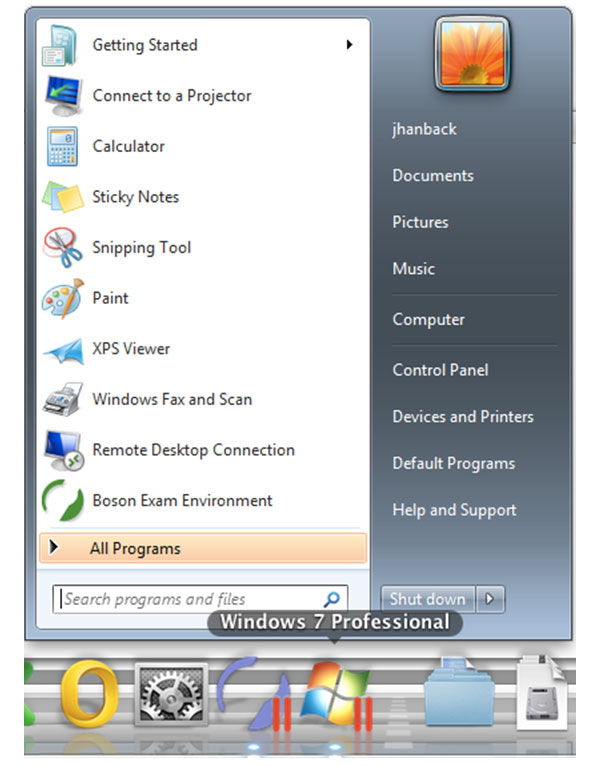 parallels desktop windows 7 start menu